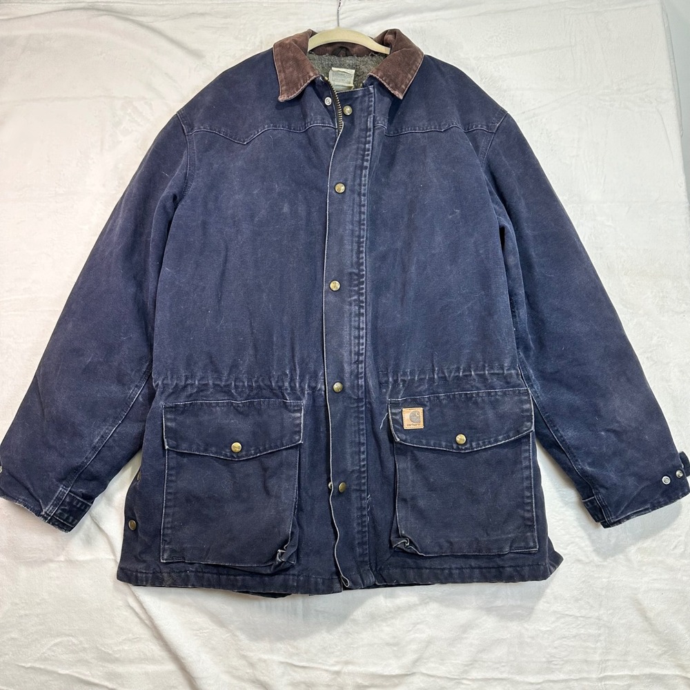 Vintage Carhartt C52MDT Traditional Duck Arctic Quilt Lined Coat L Midnight Navy